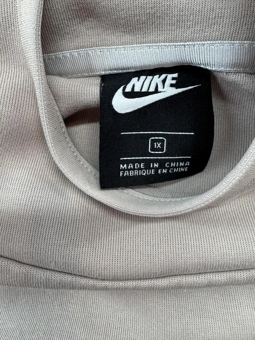 Nike Hoodie Womens 1X Beige Colorblock Fleece Pullover Zip Pockets CT6631-215